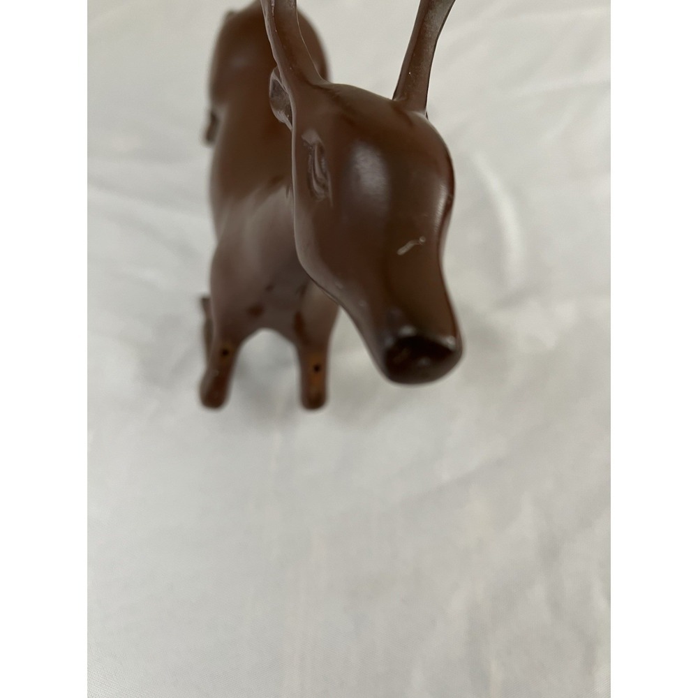 Vintage Cast Metal Reindeer Figurine Mid Century Style Deer Sculpture Brown - Picture 9 of 16